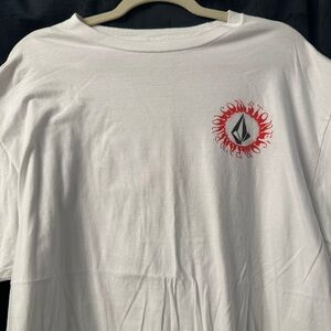 Volcom White and Red Logo Men's Tee